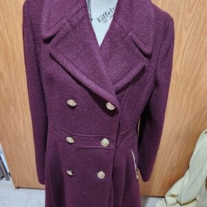 Elegant Double-Breasted Purple Coat